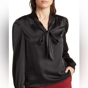 Walter Baker Duchess Long Sleeve Satin Necktie Blouse NWT Size M